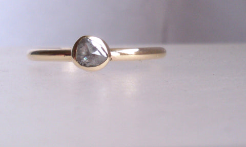 Rough Diamond And Yellow Gold Ring Size O