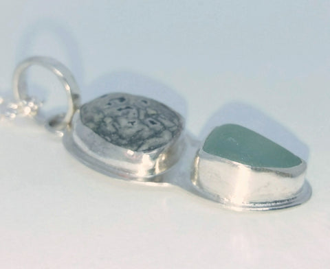 Seafoam Pebble and Seaglass Pendant