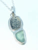 Turquoise seaglass and pebble pendant