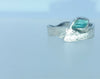 Handmade silver landscape ring with blue apatite stone