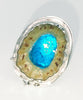 Handmade silver rockpools ring blue