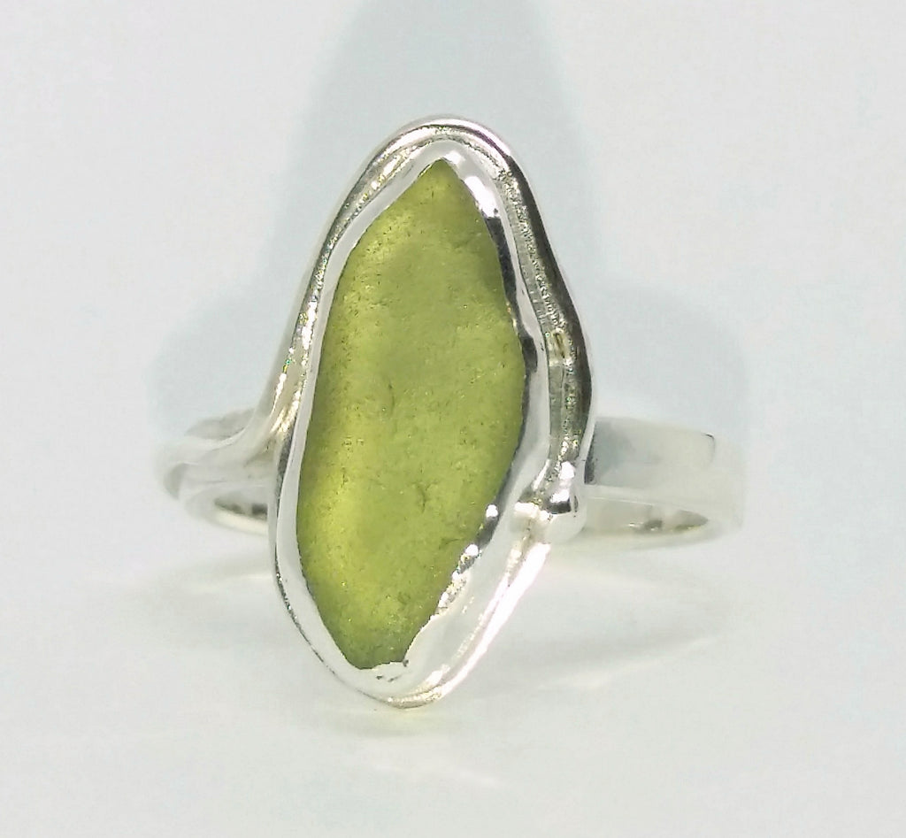 Green seaglass ring 