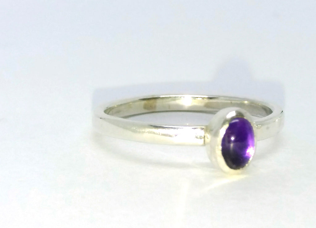 Silver and amethyst stacking ring