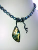 Labradorite leaf pendant on pearls