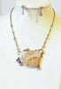 Pink and green stones statement necklace and earrings