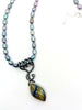 Labradorite Intertwined leaf pendant necklace sterling silver on pearls