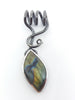 Labradorite Intertwined leaf pendant necklace sterling silver 