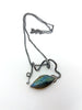 Blue flash Labradorite Side Creeper pendant necklace on chain sterling silver