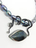 Blue flash Labradorite Side Creeper pendant necklace sterling silver on pearls
