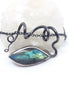 Blue flash Labradorite Side Creeper pendant necklace on chain sterling silver 