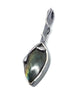 Blue green Labradorite Long Leaf pendant necklace sterling silver