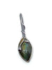 Blue green Labradorite Long Leaf pendant necklace sterling silver