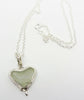 seaglass heart pendant on chain