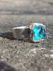 Silver ring with neon apatite