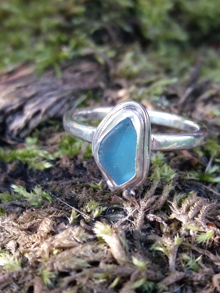 tiny turquoise seaglass ring