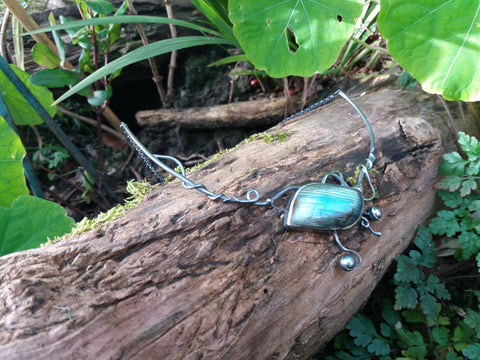 Labradorite Leaf and Berries Necklace