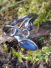 Blue flash labradorite bud ring