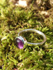 silver and amethyst stacking ring