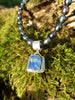 sterling silver and uncut Lapis pendant on pearls