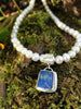 sterling silver and uncut Lapis pendant on pearls