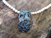 Large Silver and Labradorite Gothic Pendant on Pearls