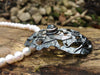 Large Silver Gothic Pendant on Pearl