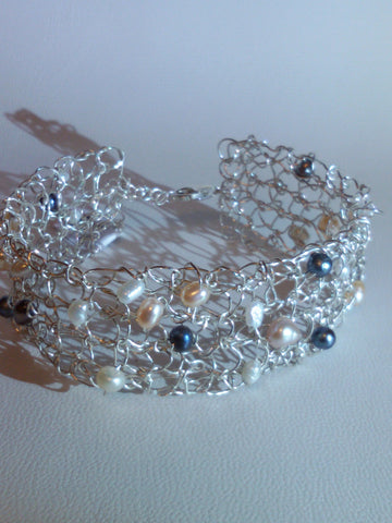 Knitted Silver Cuff