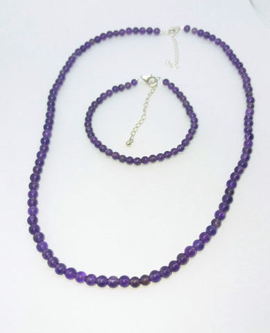 Small Amethyst Beads Necklace Bracelet