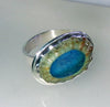 Sterling silver rockpools ring blue