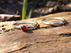 Slim silver and Carnelian stacking ring set