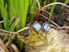 Black silver and opalite stud earrings