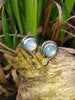 Black silver and opalite stud earrings