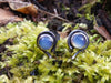 Black silver and opalite stud earrings