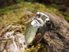 Rose cut prehnite and silver ring