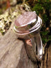 uncut rose quartz and silver ring