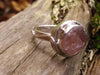 uncut rose quartz and silver ring