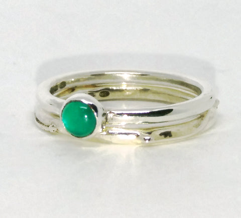 Green Agate Halo and Wound Stacking Set