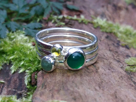 Peridot Green Stones Stacking Set
