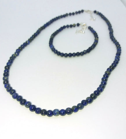 Small Lapis Beads Necklace Bracelet Earrings