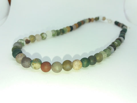 Large Matt Indian Agate Beads Necklace Bracelet Earrings