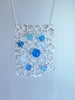 Sterling silver knitted pendant blue